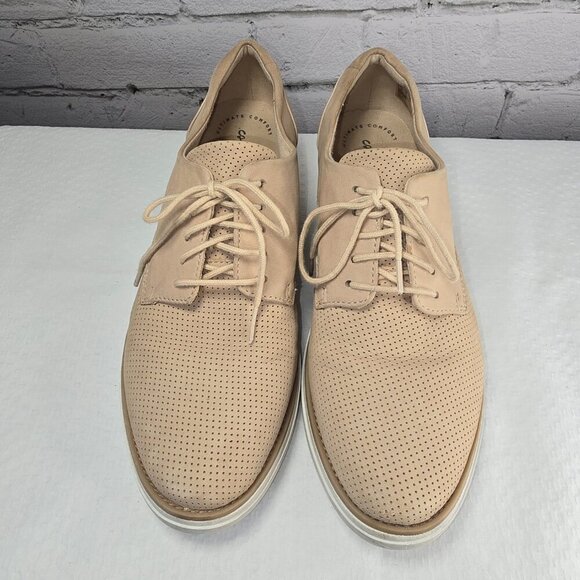 WOMENS CLARKS SHARON CRYSTAL LACE UP OXFORD SUEDE AND LEATHER WEDGE BOTTOM SIZE - Picture 2 of 7